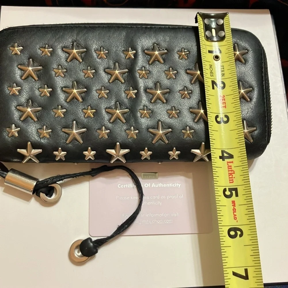 Jimmy Choo Black Long Wallet with Silver Stars with COA